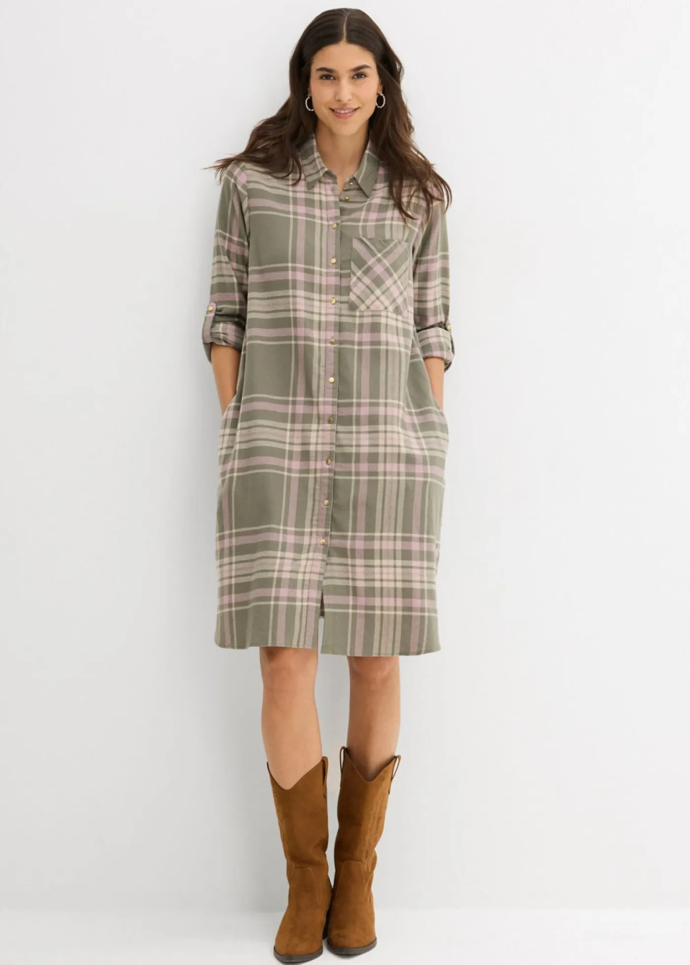 Vestido camisero de algodón puro Mujer Vestidos