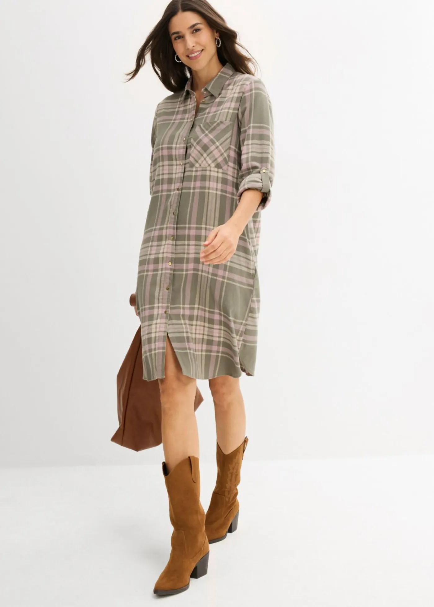 Vestido camisero de algodón puro Mujer Vestidos