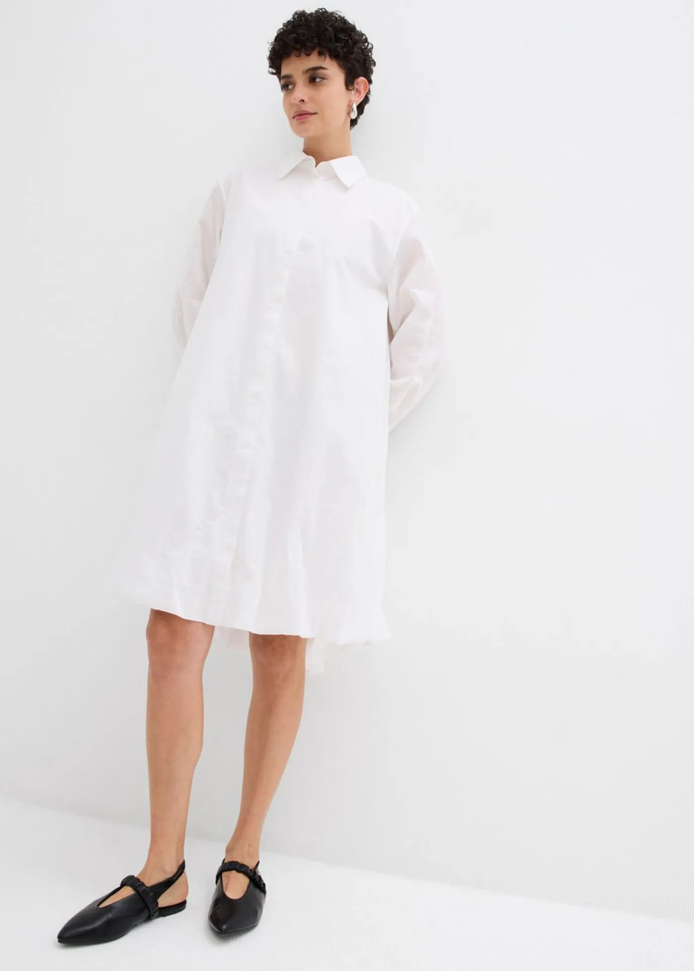 Clearance Vestido camisero de algodón puro con dobladillo abullonado Mujer Esenciales|Vestidos