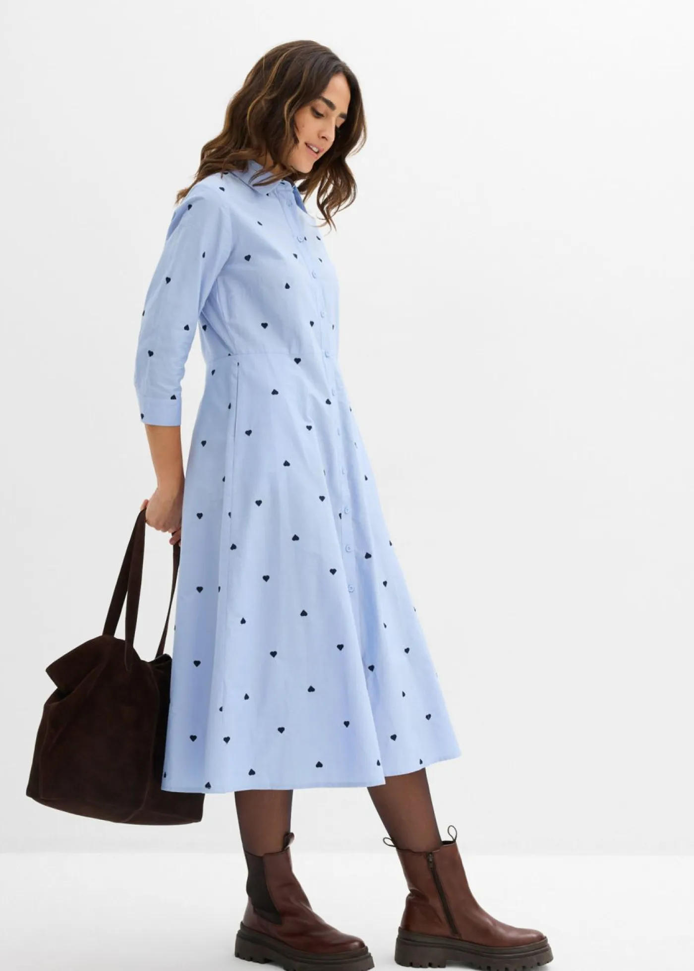 Discount Vestido camisero de algodón orgánico puro Mujer Vestidos|Tallas Pequeñas