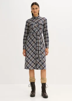 Clearance Vestido camisero de franela suave Mujer Vestidos