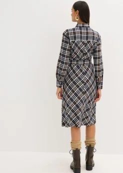 Clearance Vestido camisero de franela suave Mujer Vestidos