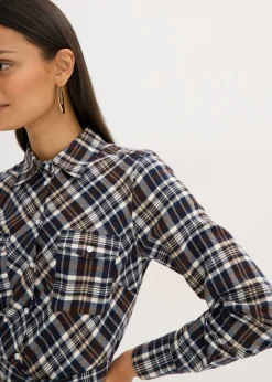Clearance Vestido camisero de franela suave Mujer Vestidos