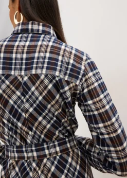 Clearance Vestido camisero de franela suave Mujer Vestidos