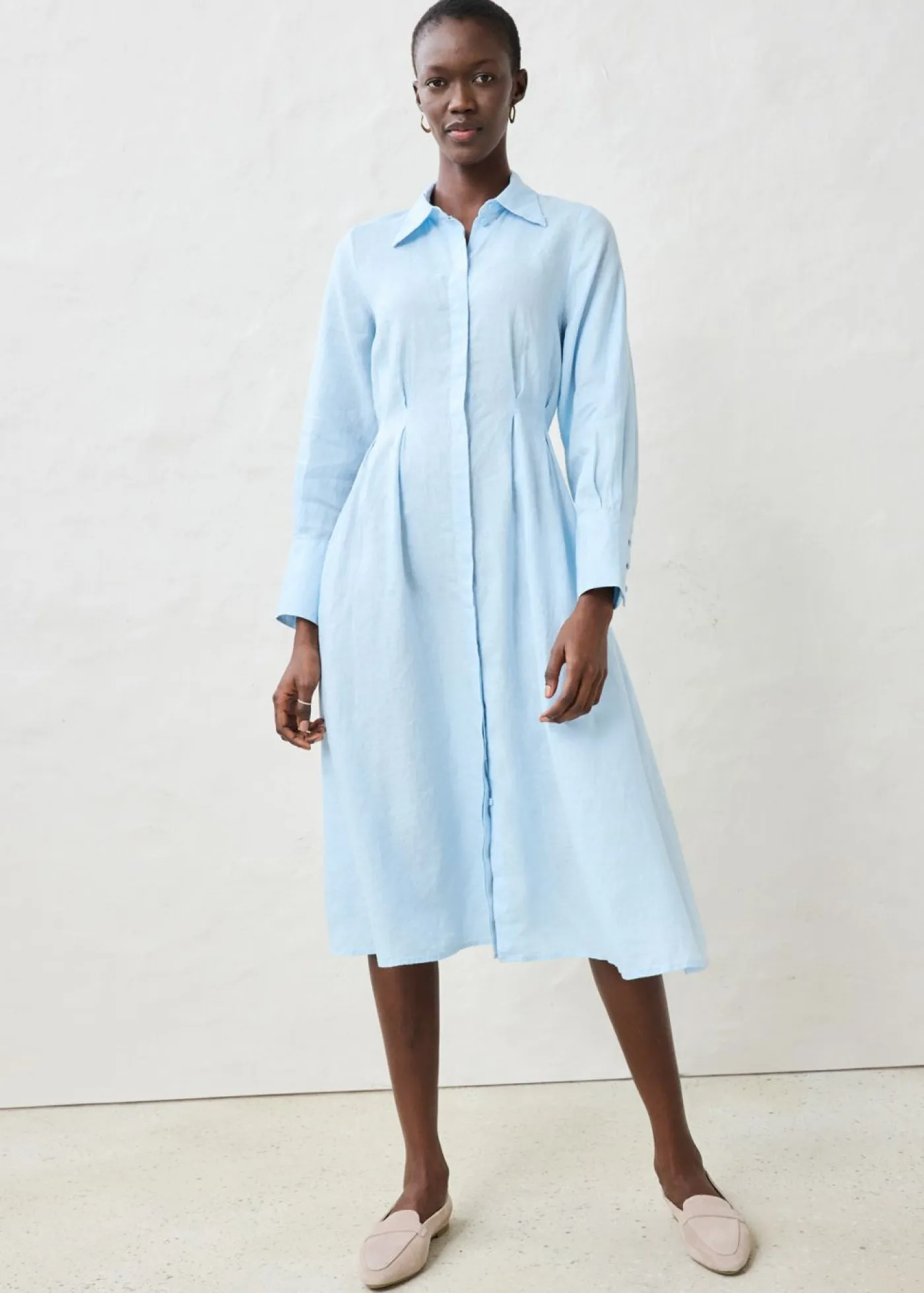 Hot Vestido camisero de lino puro Mujer Premium|Vestidos