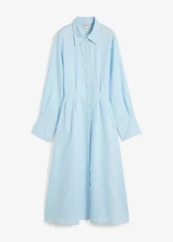 Online Vestido camisero de lino puro Mujer Premium|Vestidos