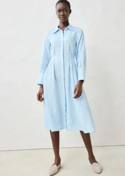 Online Vestido camisero de lino puro Mujer Premium|Vestidos