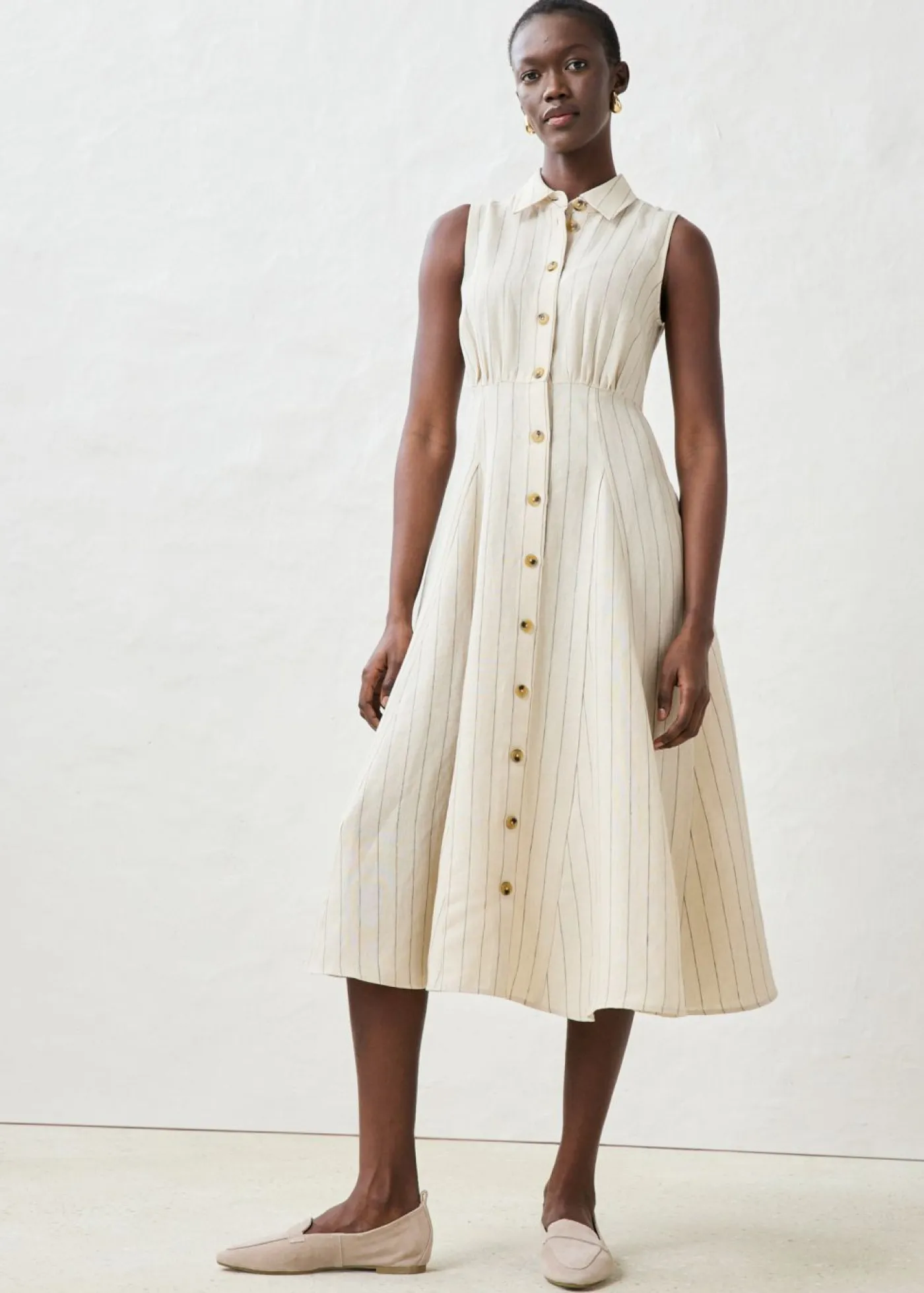 New Vestido camisero de lino puro Mujer Premium|Vestidos