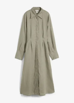 Best Vestido camisero de lino puro Mujer Premium|Vestidos