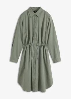 Online Vestido camisero de mezcla de lino y algodón Mujer Vestidos|Novedades