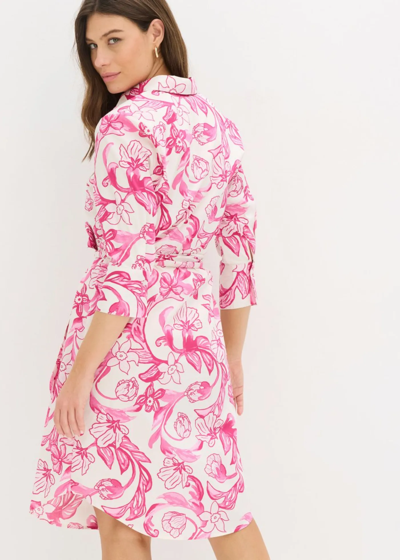 Hot Vestido camisero de mezcla de algodón Mujer Vestidos|Novedades