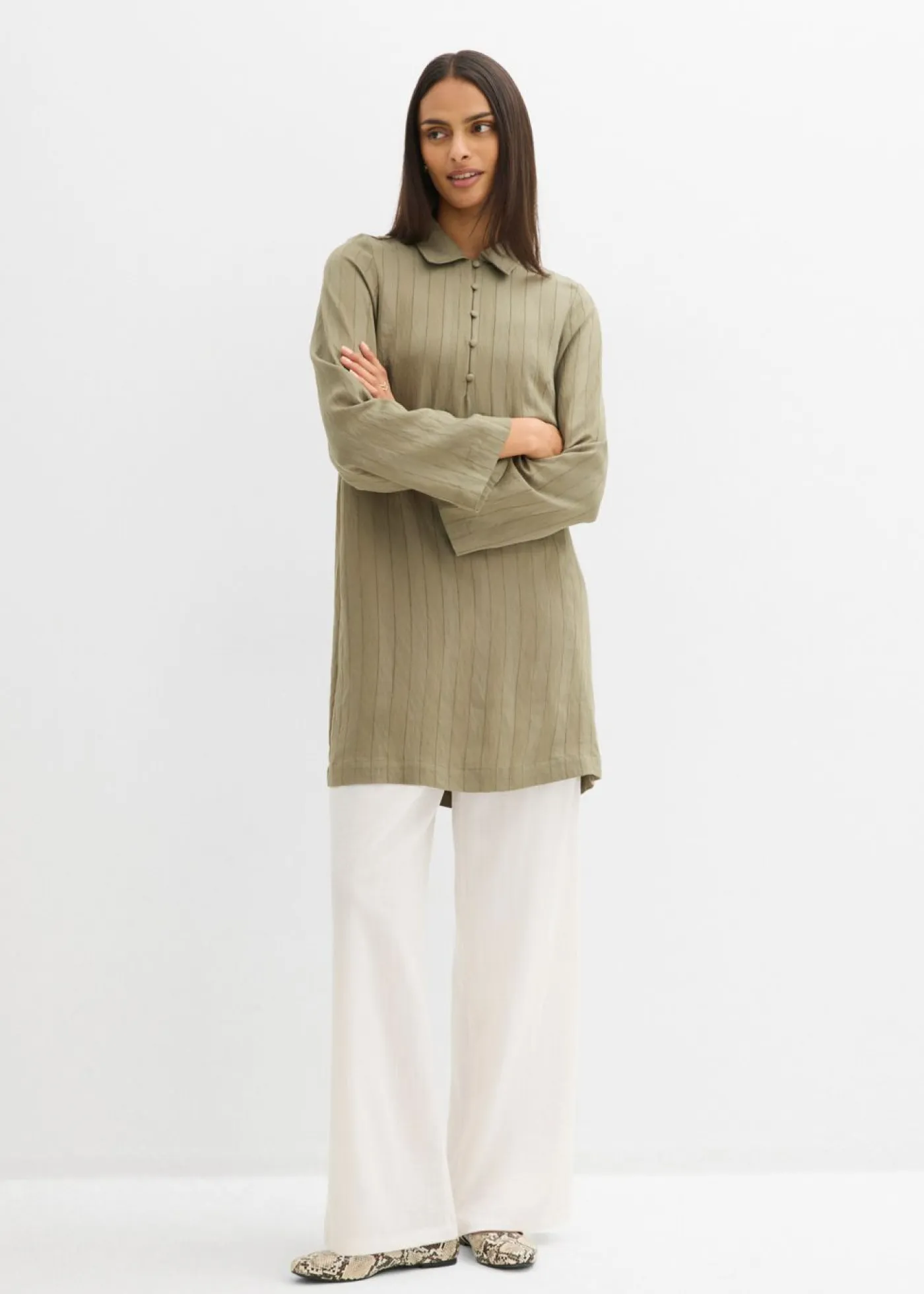 Online Vestido camisero de mezcla de viscosa Mujer Esenciales|Vestidos
