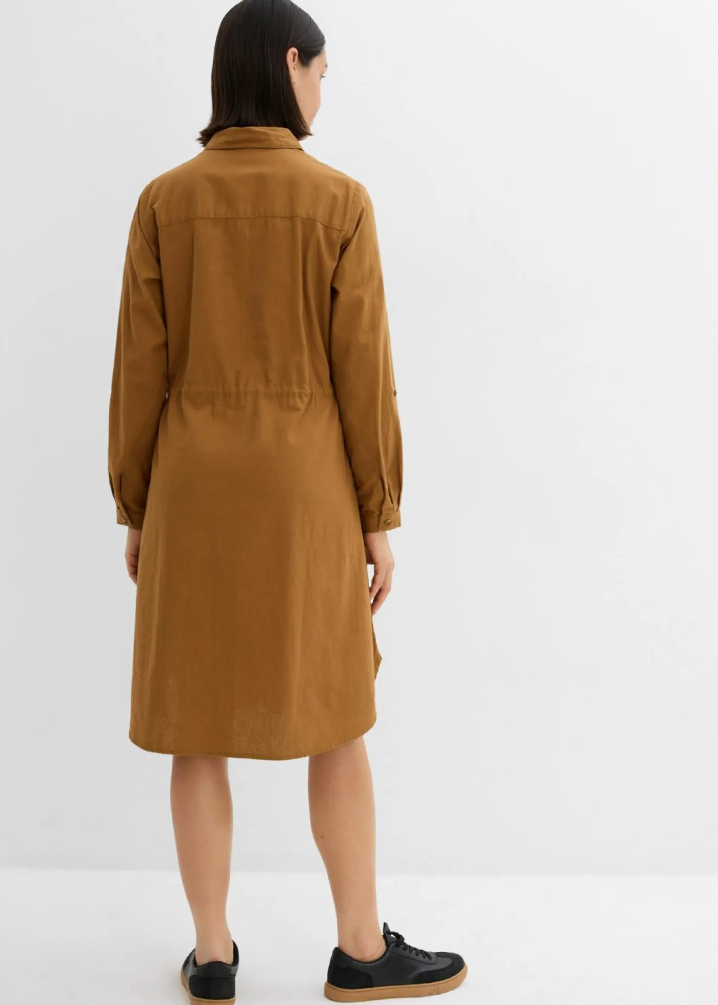 Vestido camisero de mezcla de lino y algodón Mujer Vestidos|Novedades