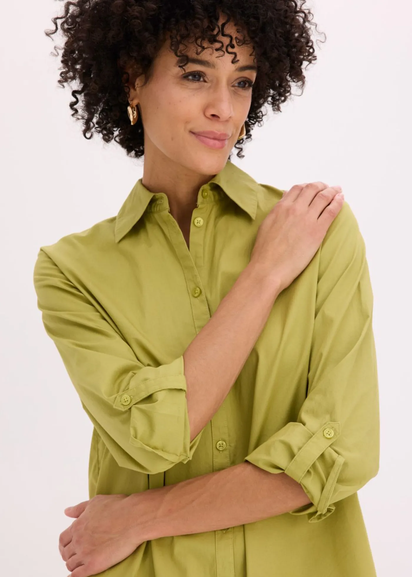 Discount Vestido camisero de popelín de algodón Mujer Vestidos|Novedades