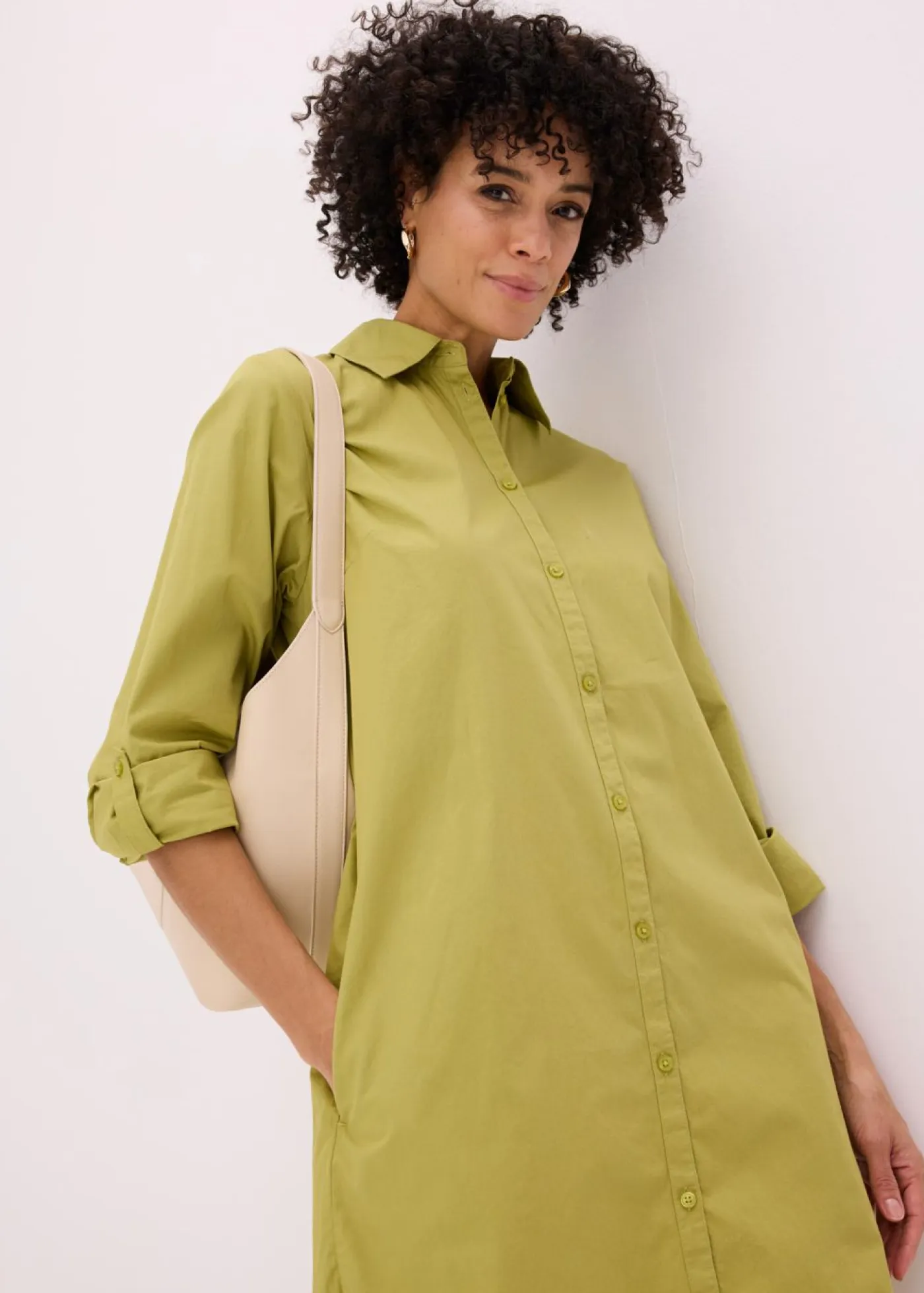 Discount Vestido camisero de popelín de algodón Mujer Vestidos|Novedades