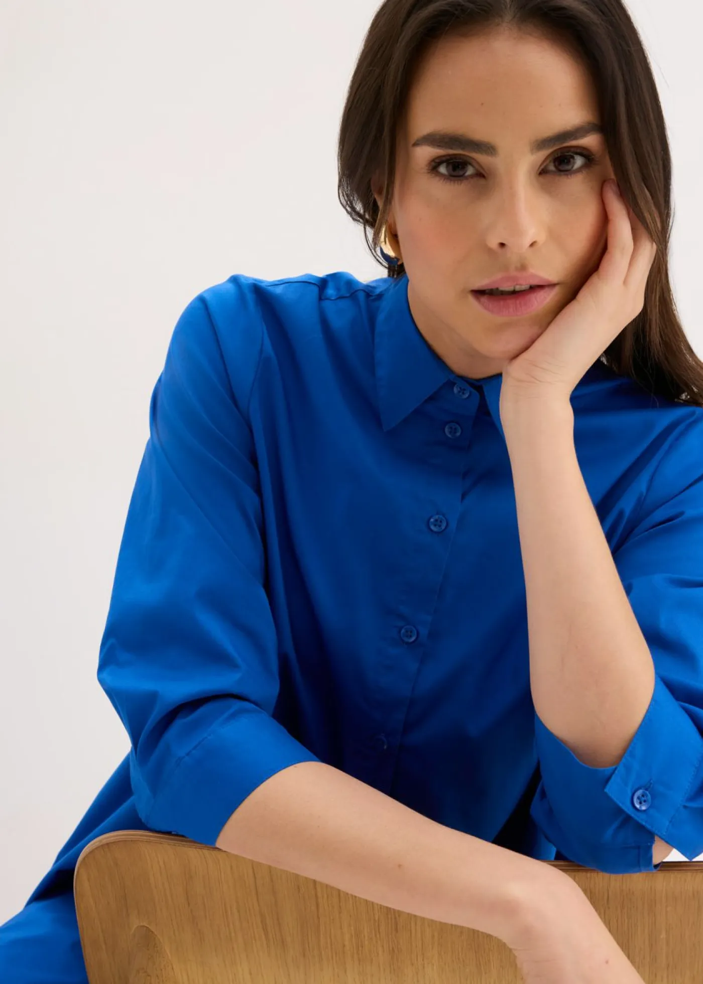 Clearance Vestido camisero de popelín Mujer Vestidos|Novedades