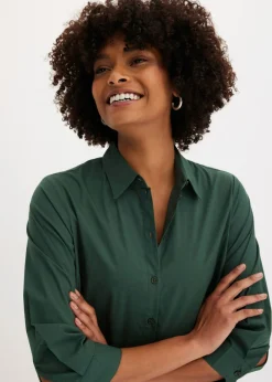 Sale Vestido camisero de popelín Mujer Vestidos|Novedades