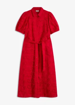 Sale Vestido camisero de punto calado de algodón puro Mujer Vestidos|Novedades