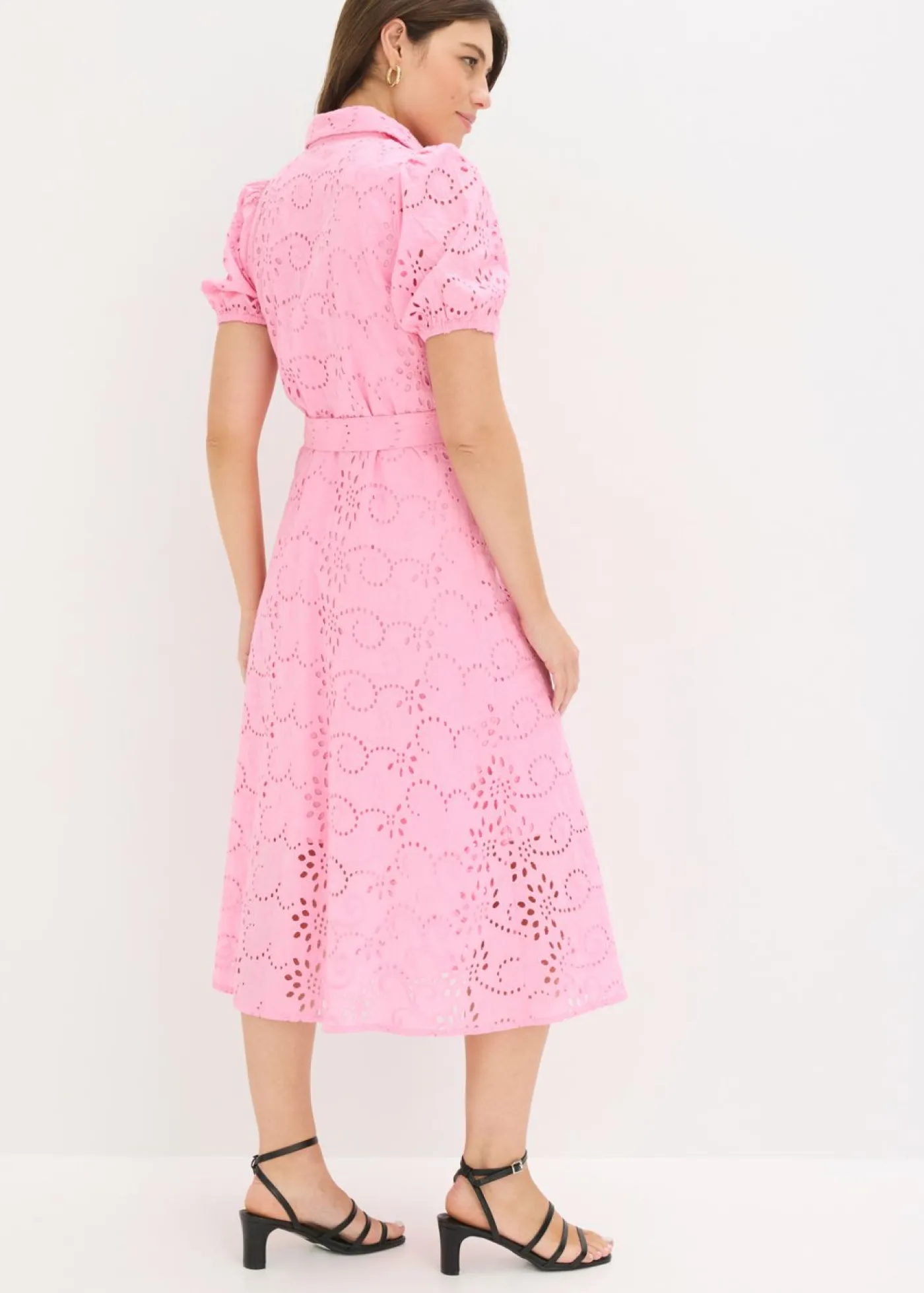 Clearance Vestido camisero de punto calado de algodón puro Mujer Vestidos|Novedades