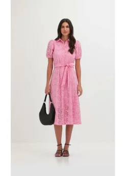 Clearance Vestido camisero de punto calado de algodón puro Mujer Vestidos|Novedades