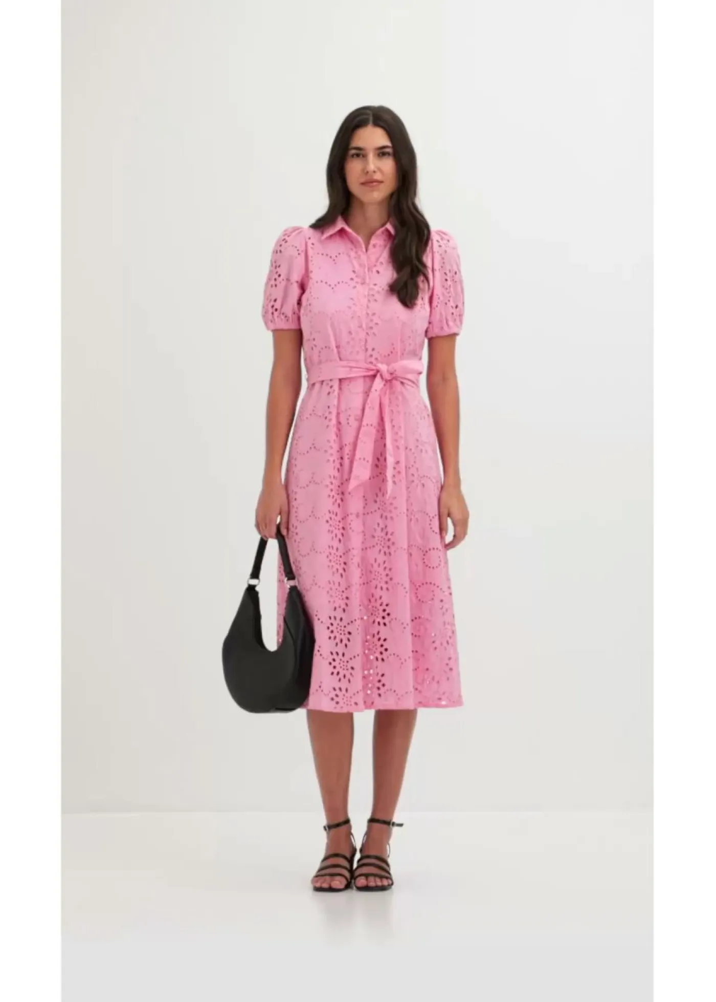 Clearance Vestido camisero de punto calado de algodón puro Mujer Vestidos|Novedades