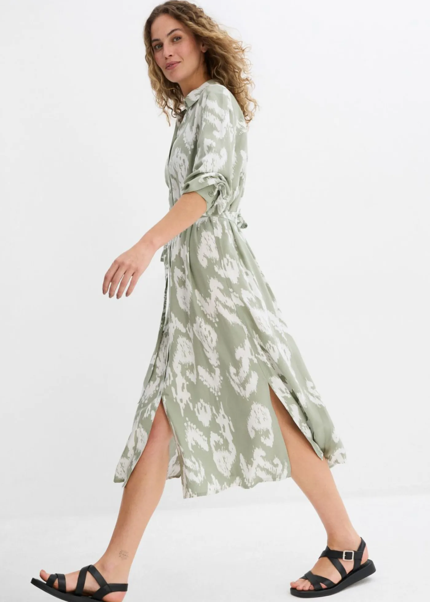 Hot Vestido camisero de viscosa fluida Mujer Vestidos