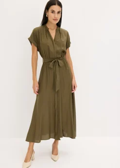 Sale Vestido camisero de viscosa fluida Mujer Vestidos|Novedades