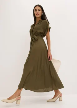 Sale Vestido camisero de viscosa fluida Mujer Vestidos|Novedades
