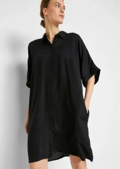Vestido camisero de viscosa fina Mujer Esenciales|Vestidos