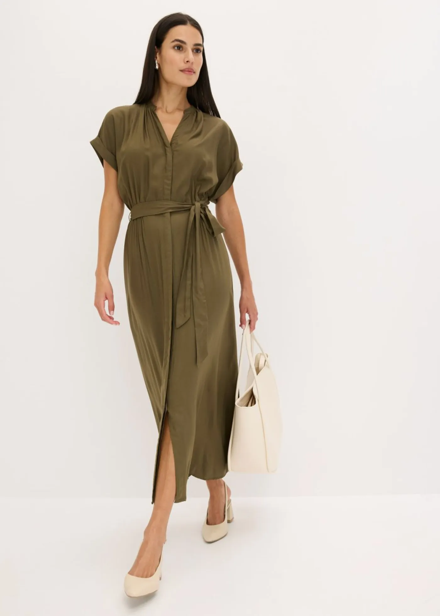 Vestido camisero de viscosa fluida Mujer Vestidos|Novedades