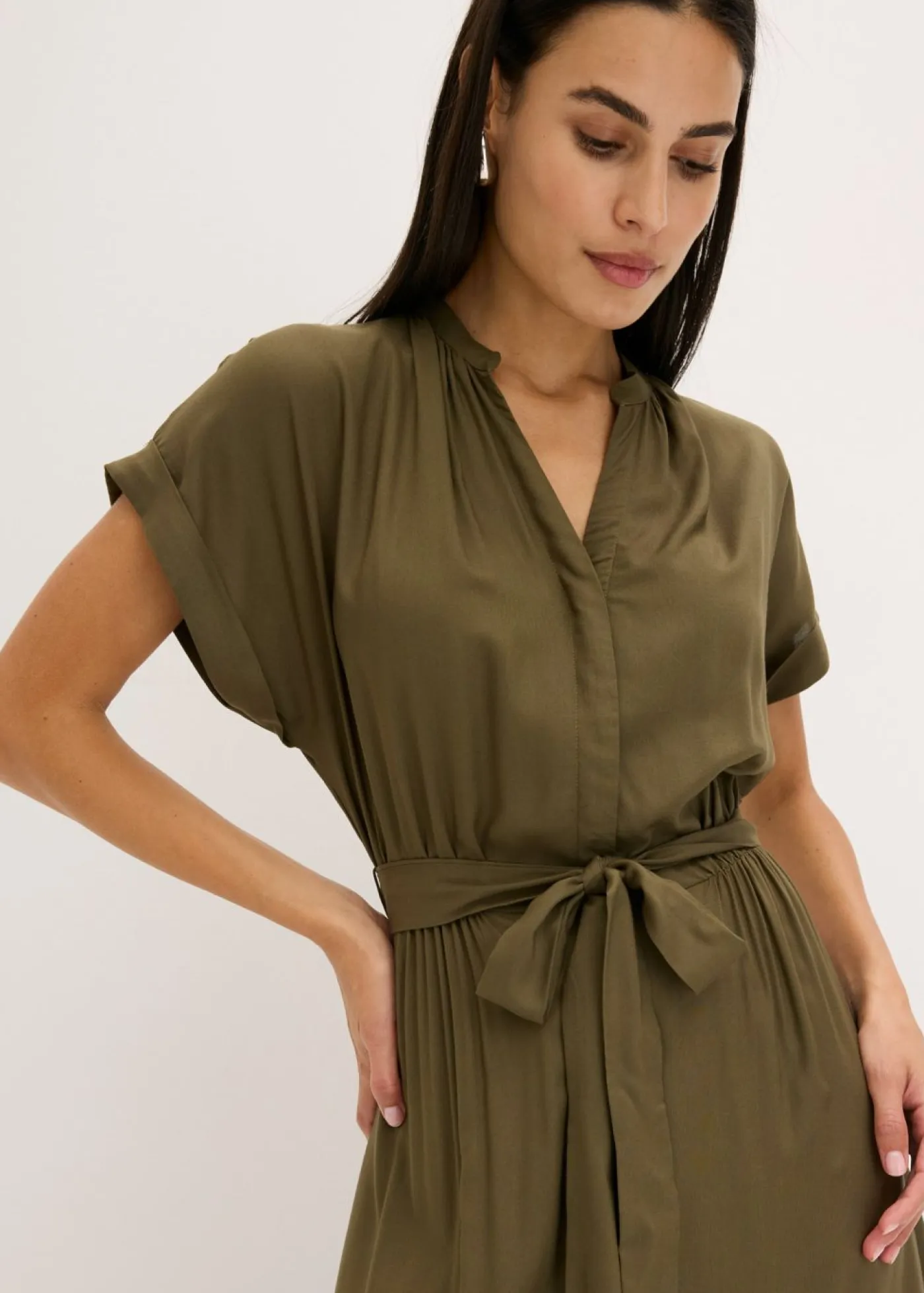 Vestido camisero de viscosa fluida Mujer Vestidos|Novedades