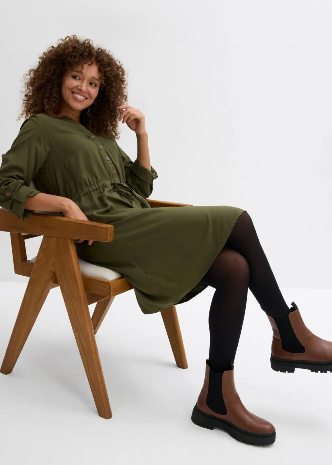 Online Vestido camisero de viscosa suave Mujer Vestidos