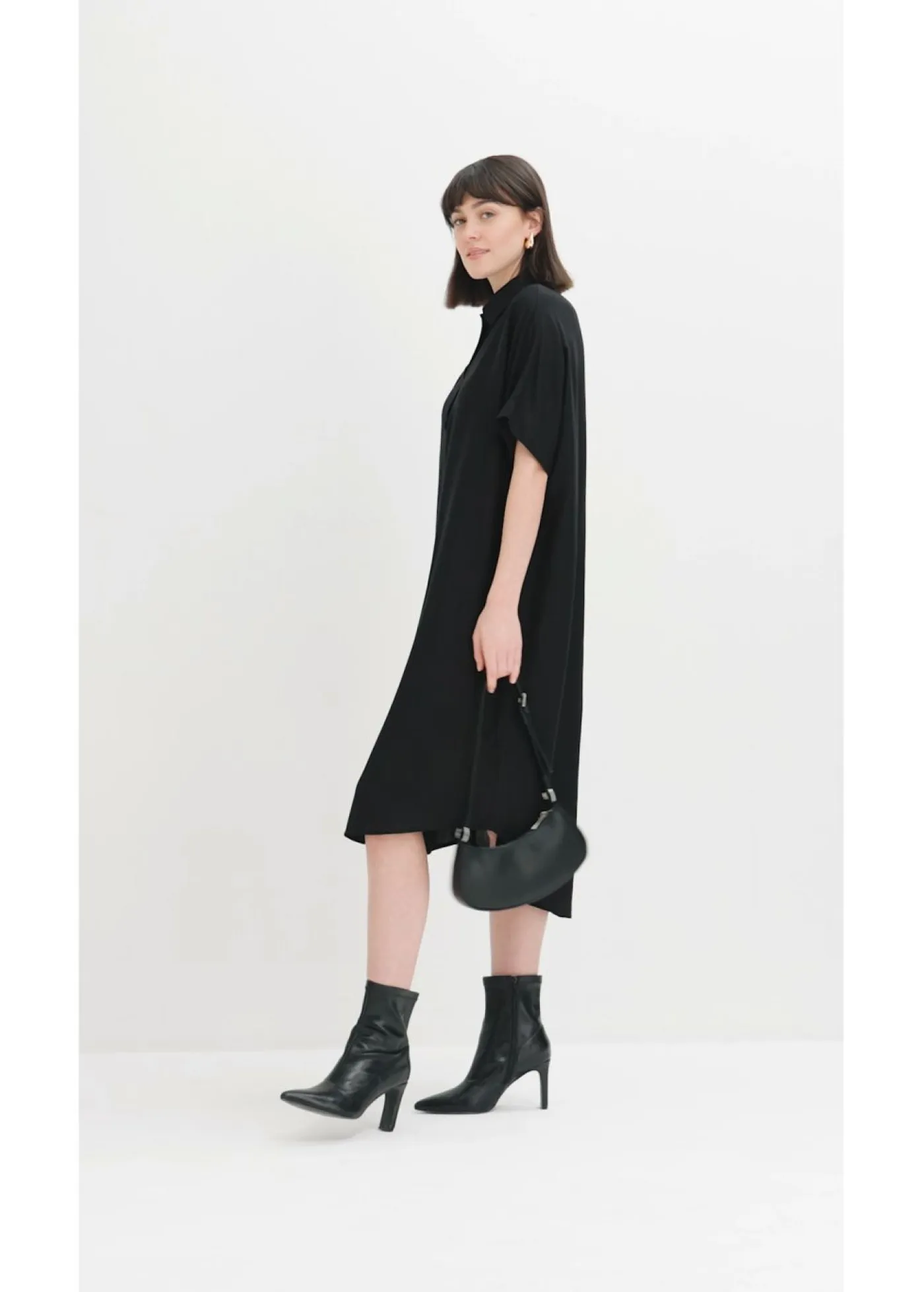 Sale Vestido camisero de viscosa fina Mujer Esenciales|Vestidos