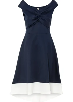New Vestido con escote bañera y detalle de nudo Mujer Vestidos|Ropa Elegante
