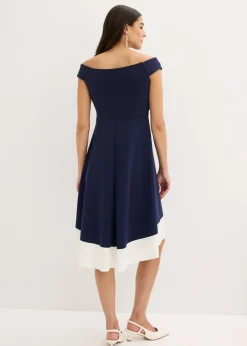 New Vestido con escote bañera y detalle de nudo Mujer Vestidos|Ropa Elegante