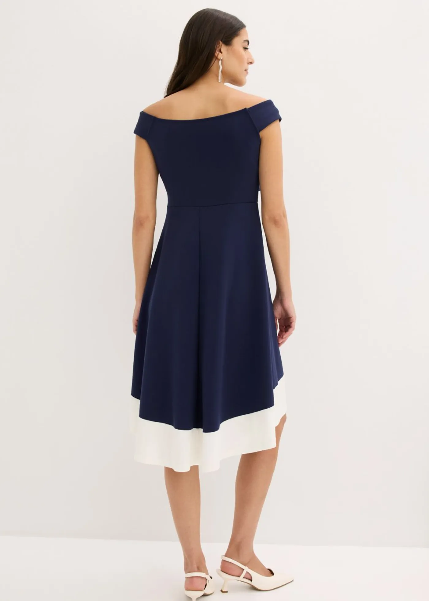 New Vestido con escote bañera y detalle de nudo Mujer Vestidos|Ropa Elegante