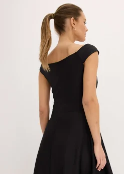 Sale Vestido con escote bañera, encaje y cinturón Mujer Vestidos|Ropa Elegante
