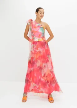 Hot Vestido con un hombro al descubierto y falda de tul plisado Mujer Tallas Pequeñas|Ropa Elegante