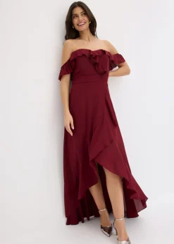 Clearance Vestido con volantes y escote bañera Mujer Vestidos|Ropa Elegante