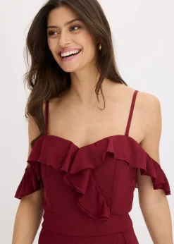 Clearance Vestido con volantes y escote bañera Mujer Vestidos|Ropa Elegante