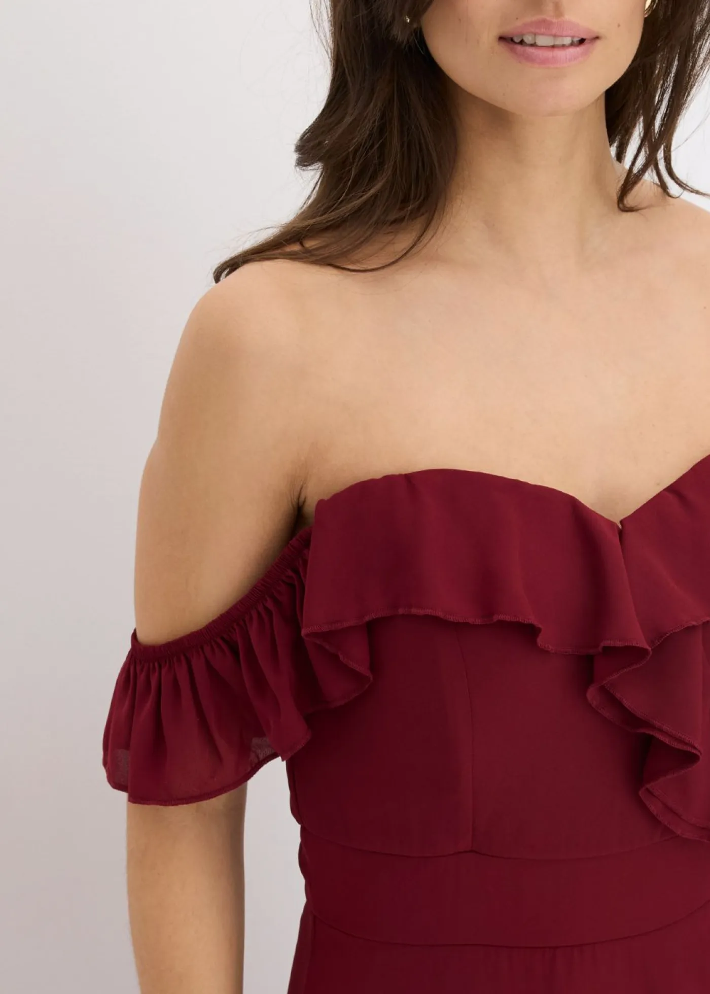 Clearance Vestido con volantes y escote bañera Mujer Vestidos|Ropa Elegante