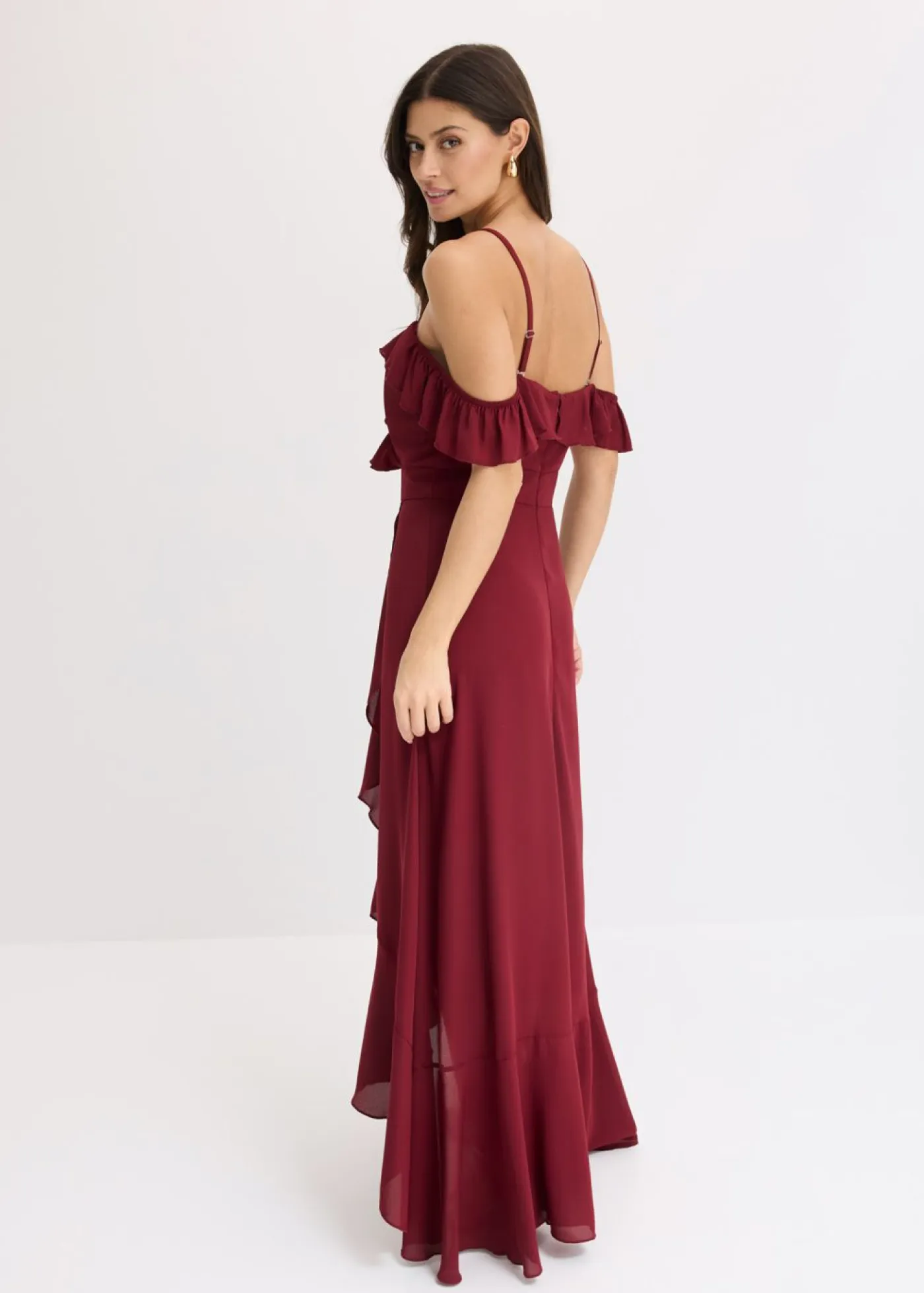 Clearance Vestido con volantes y escote bañera Mujer Vestidos|Ropa Elegante