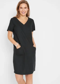 Vestido corto con lino Mujer Vestidos