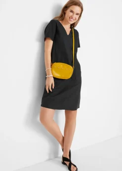 Vestido corto con lino Mujer Vestidos