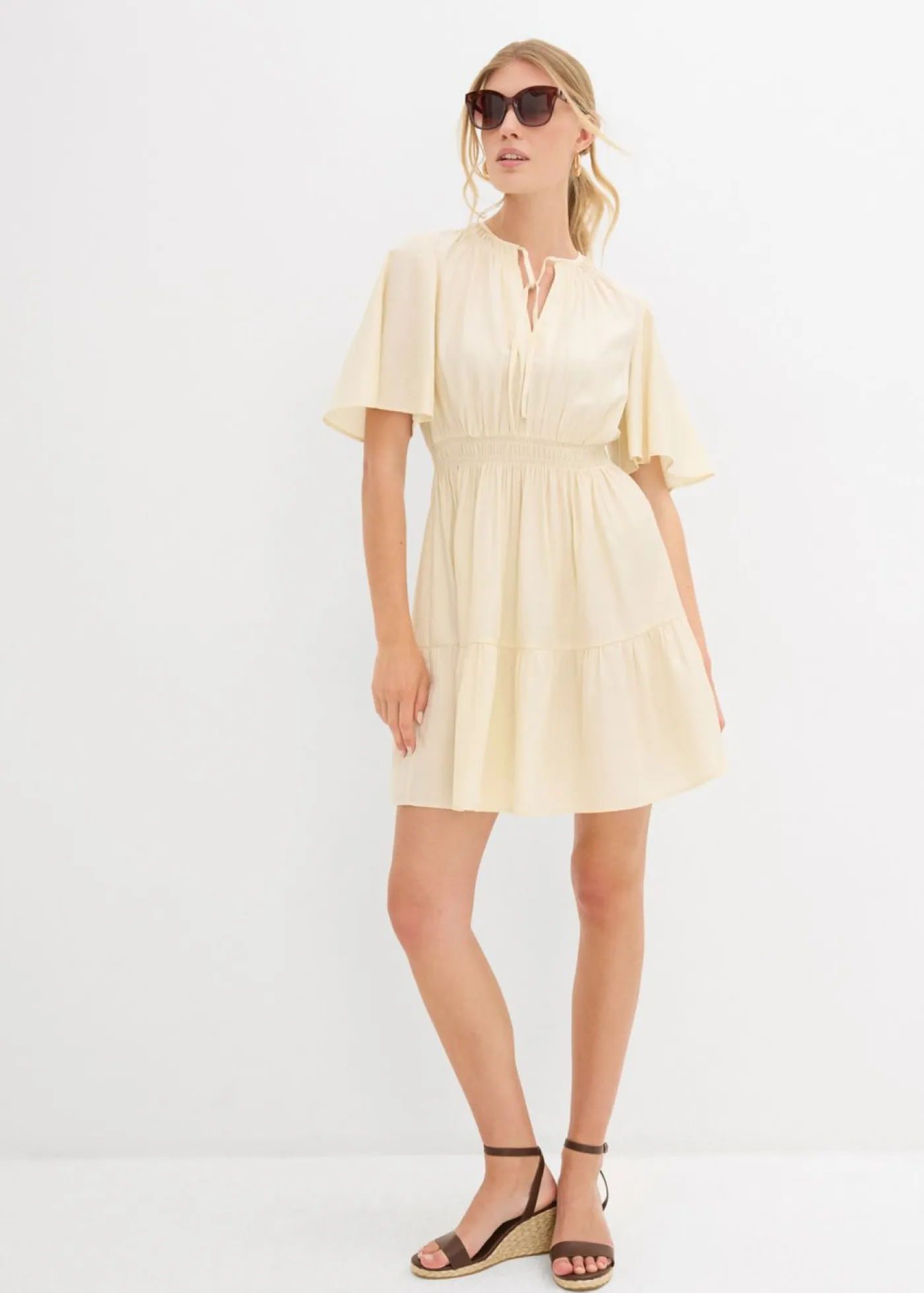 Outlet Vestido corto de mezcla de viscosa fluida Mujer Vestidos