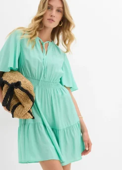 Sale Vestido corto de mezcla de viscosa fluida Mujer Vestidos