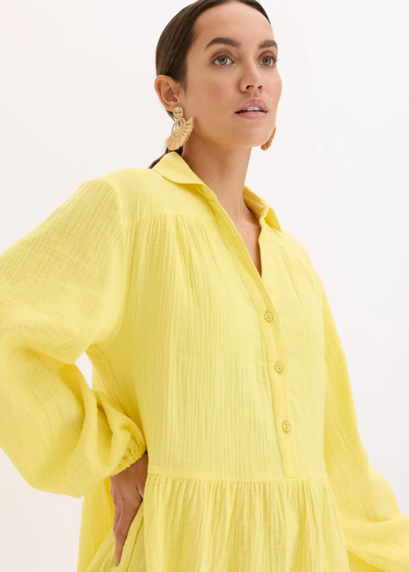 New Vestido corto de muselina con paneles Mujer Vestidos