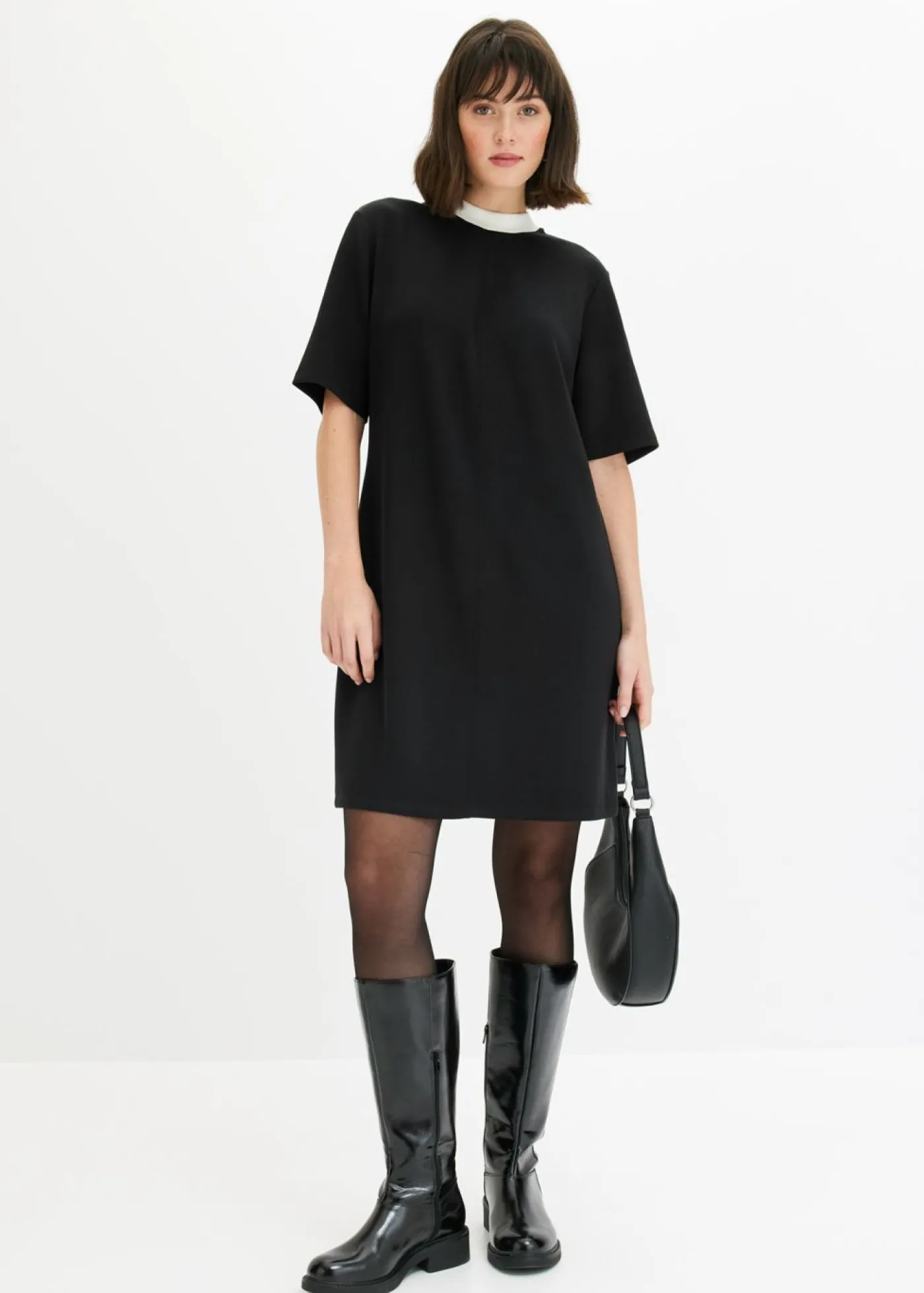 Best Vestido corto de neopreno con cuello alto Mujer Esenciales|Vestidos