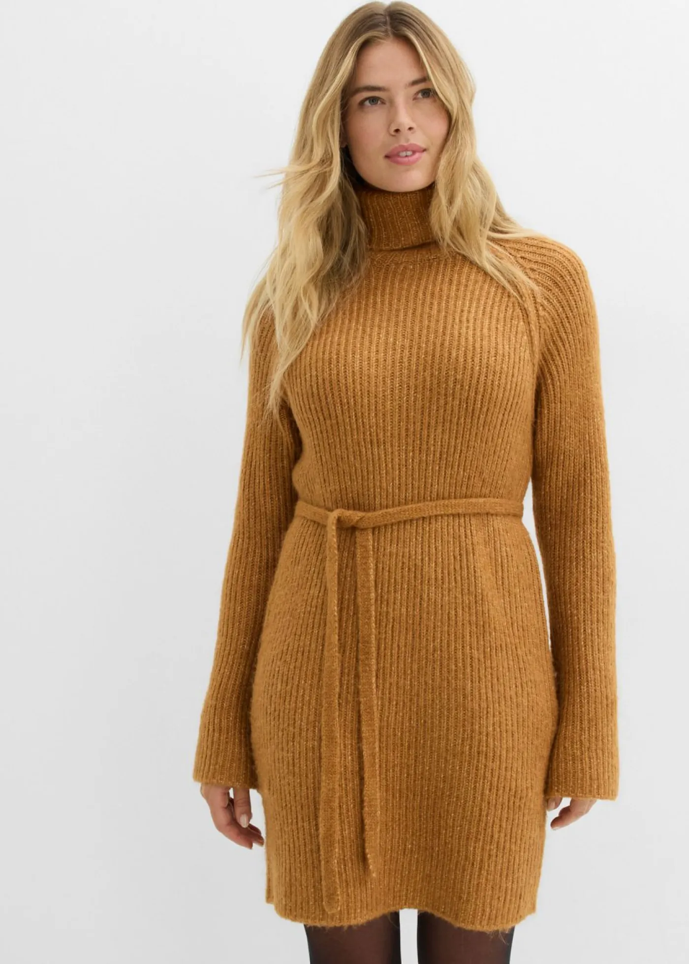 Clearance Vestido corto de punto acanalado con cuello vuelto Mujer Vestidos|Ropa De Punto