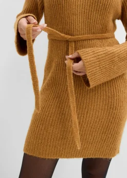 Clearance Vestido corto de punto acanalado con cuello vuelto Mujer Vestidos|Ropa De Punto